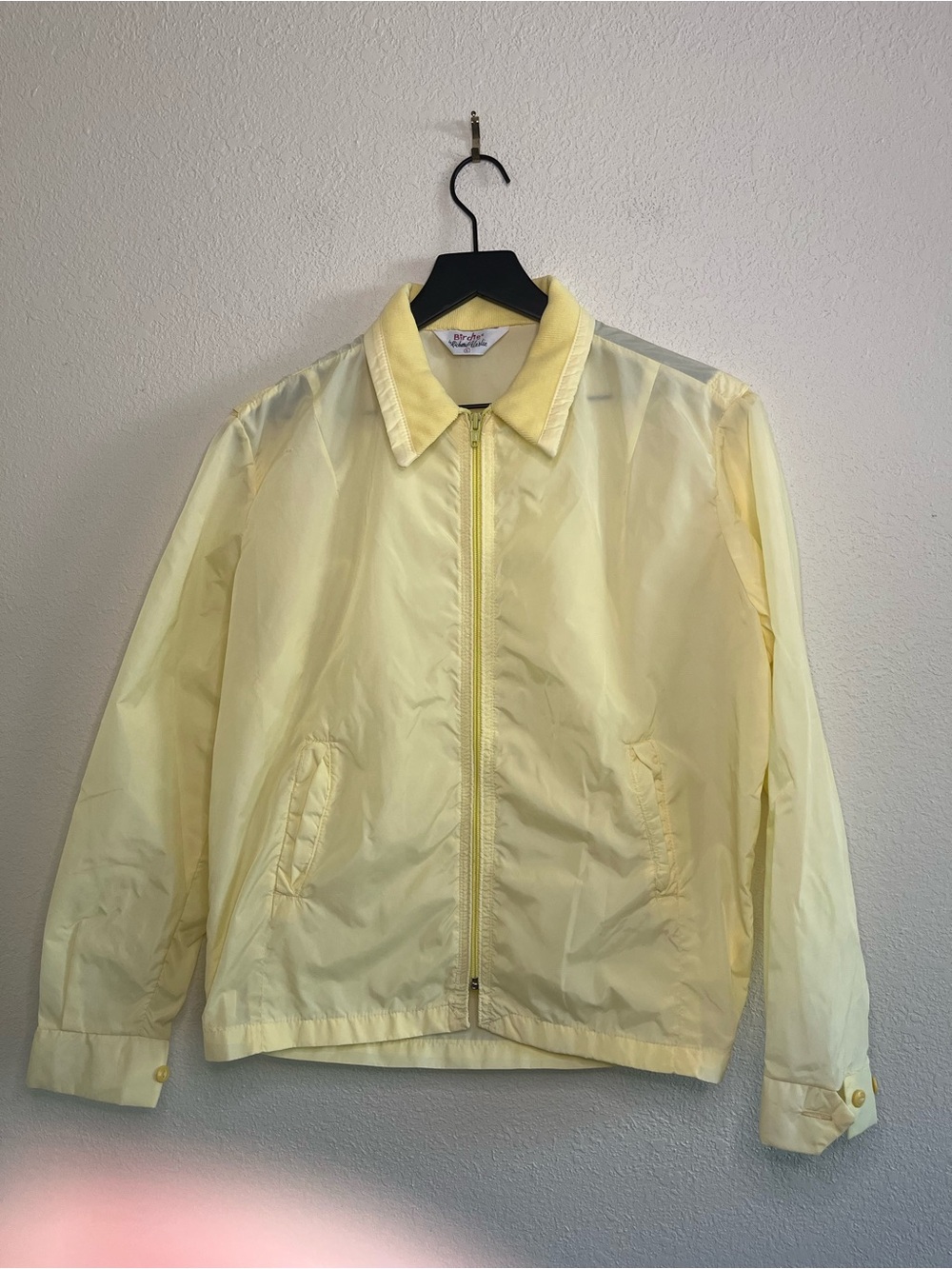 Birdie Vintage Trendy Soft Yellow Zip-Up Windbreaker L